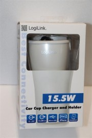 зарядно за кола, чаша, USB, поставка за телефон, LogiLink, Германия